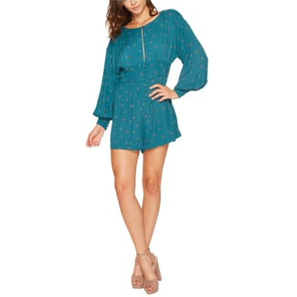 New Free People Love Grows long sleeve romper, green L P6330